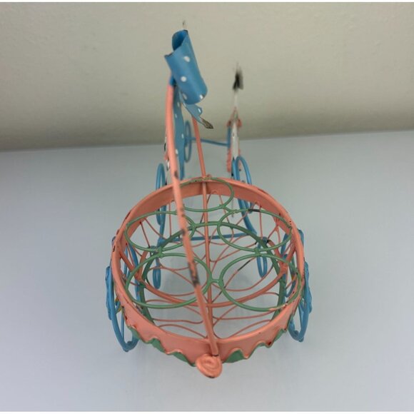 Wire Basket Bunny Carriage Egg Holder Easter Spring Metal Decoration, READ - Picture 10 of 16